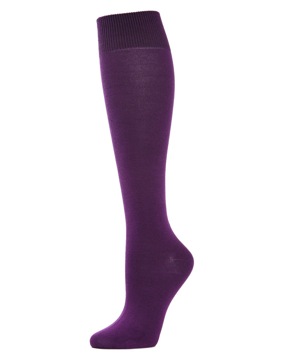 Women's Natural Bamboo Blend Solid Knit Knee High Socks : Color: Purple Passion