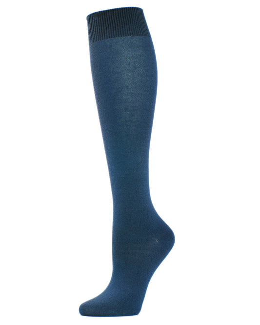 Women's Natural Bamboo Blend Solid Knit Knee High Socks : Color: Teal
