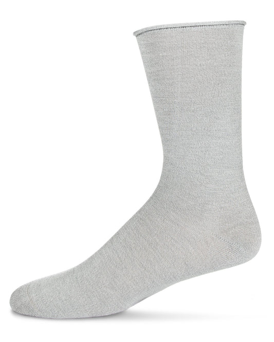 Women's Essential Roll Cuff Bamboo Blend Crew Socks : Color: Gray