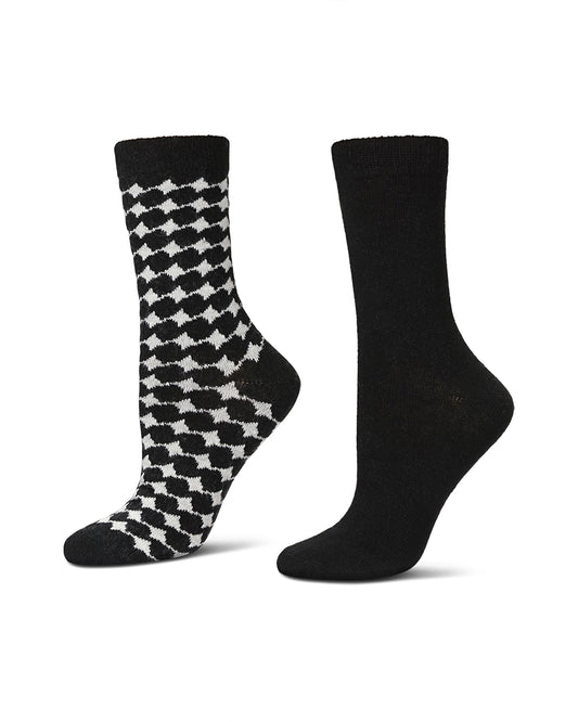 Women's 2 Pack Wool Waves Crew Socks : Color: Black