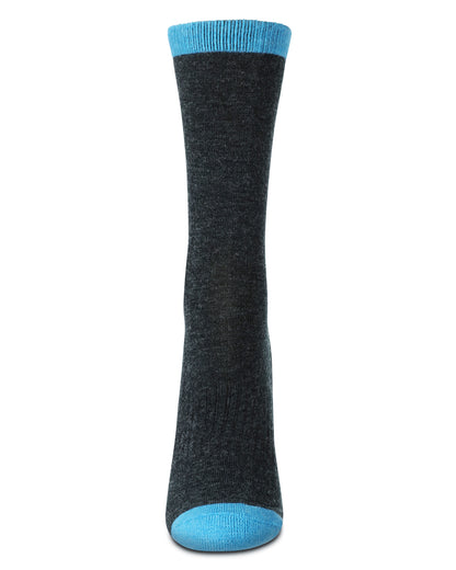 Women's Tipped Solid Half-Cushioned Merino Wool Crew Socks : Color: Black