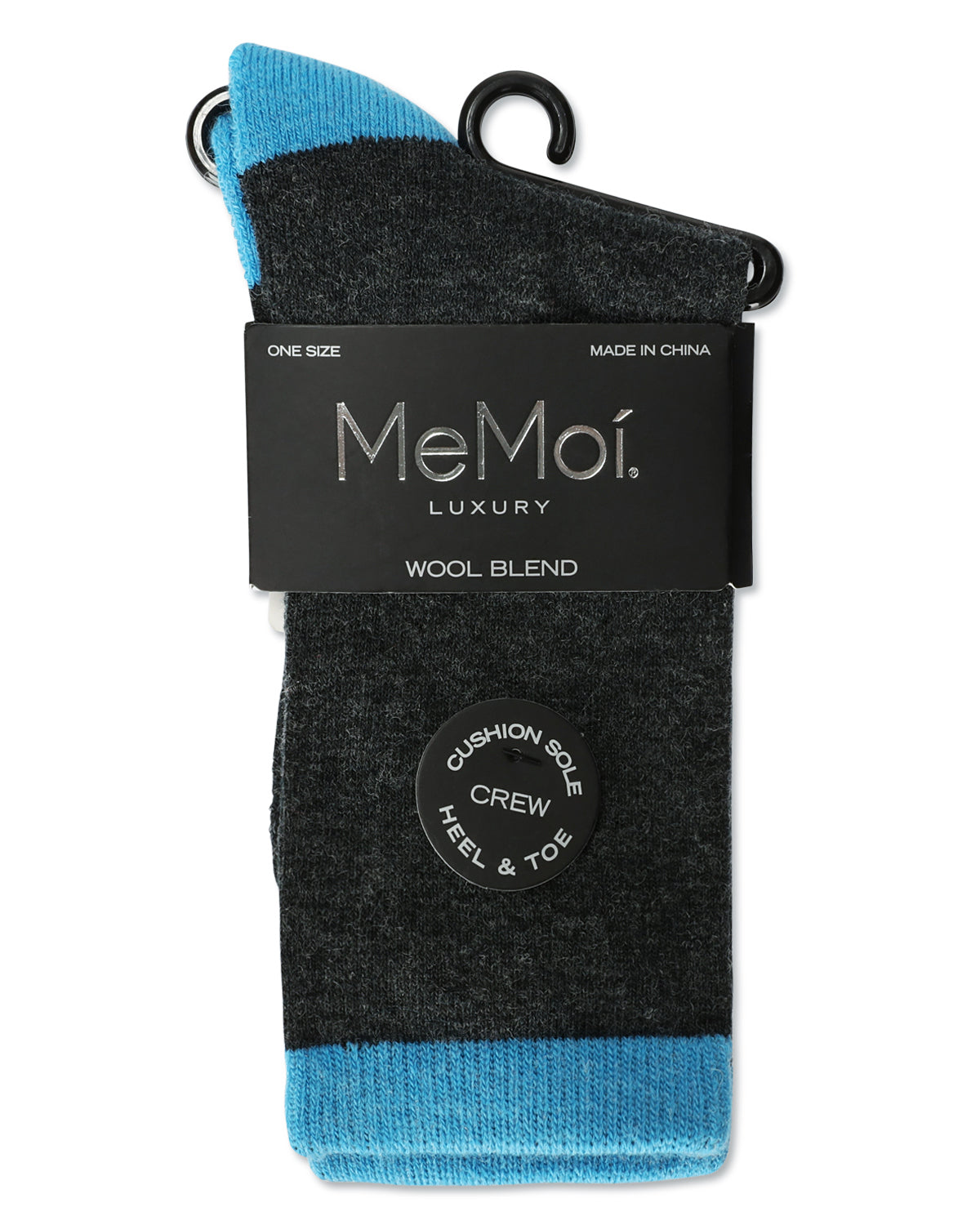 Women's Tipped Solid Half-Cushioned Merino Wool Crew Socks : Color: Black