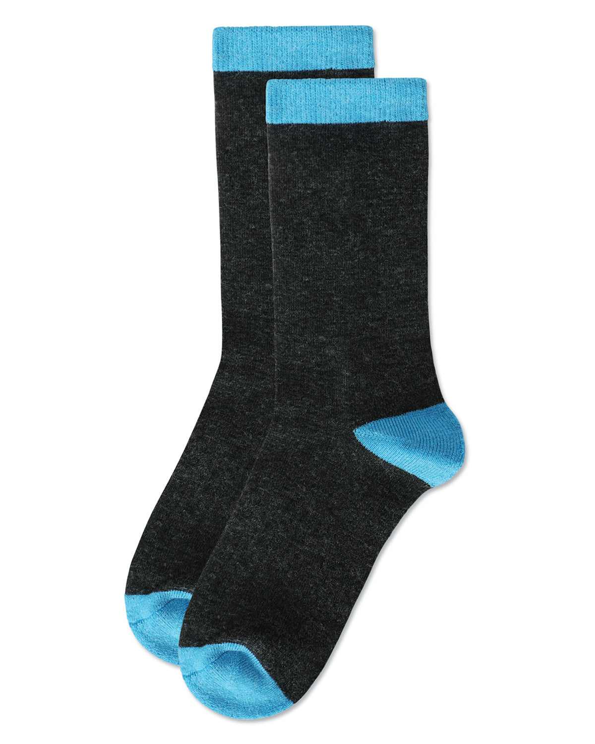 Women's Tipped Solid Half-Cushioned Merino Wool Crew Socks : Color: Black