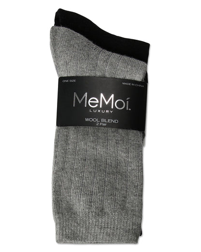 Women's 2 Pair Ribbed Flat Knit Wool Blend Crew Socks : Color: Berry