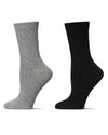 Women's 2 Pair Ribbed Flat Knit Wool Blend Crew Socks : Color: Medium Gray