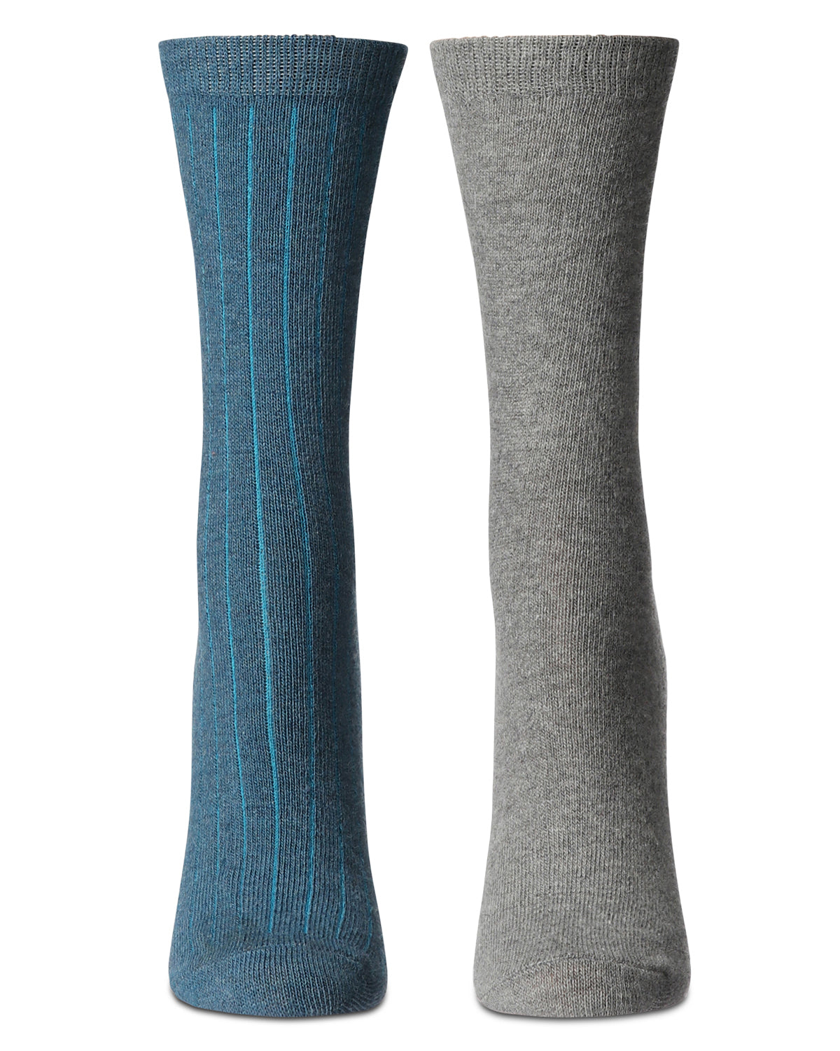 Women's 2 Pair Ribbed Flat Knit Wool Blend Crew Socks : Color: Berry