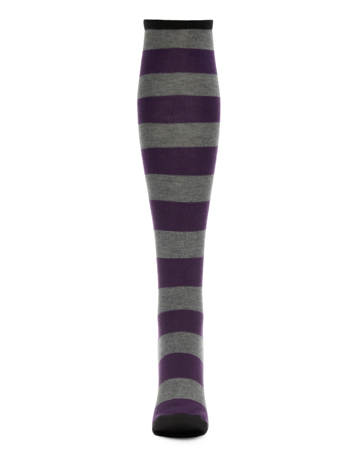 Women's Soft Shaded Stripes Cashmere Blend Knee High Socks : Color: Blackberry Cordial/Black