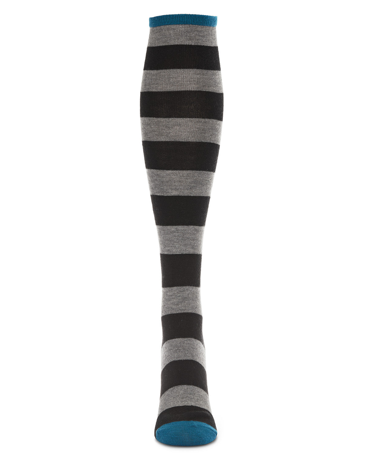Women's Soft Shaded Stripes Cashmere Blend Knee High Socks : Color: Black Moroccan Blue