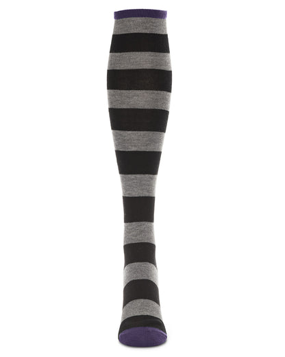 Women's Soft Shaded Stripes Cashmere Blend Knee High Socks : Color: Black