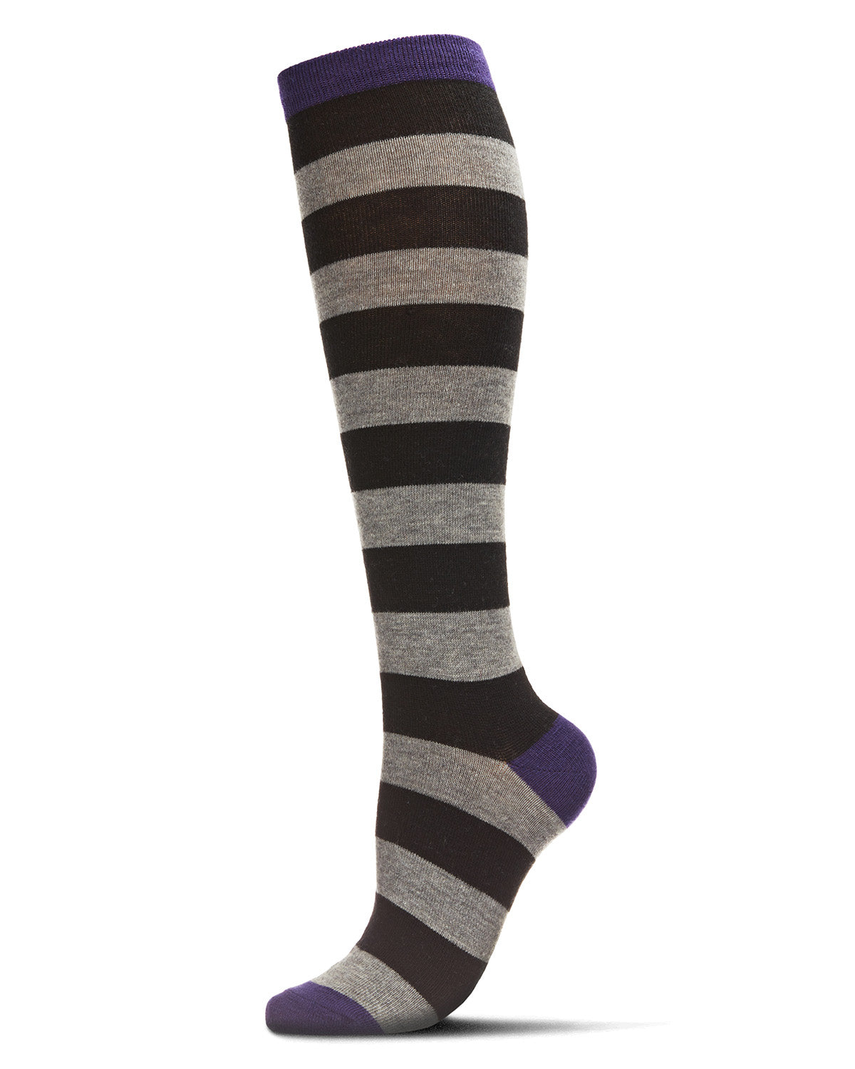 Women's Soft Shaded Stripes Cashmere Blend Knee High Socks : Color: Black