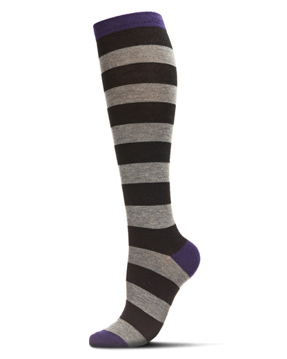 Women's Soft Shaded Stripes Cashmere Blend Knee High Socks : Color: Black