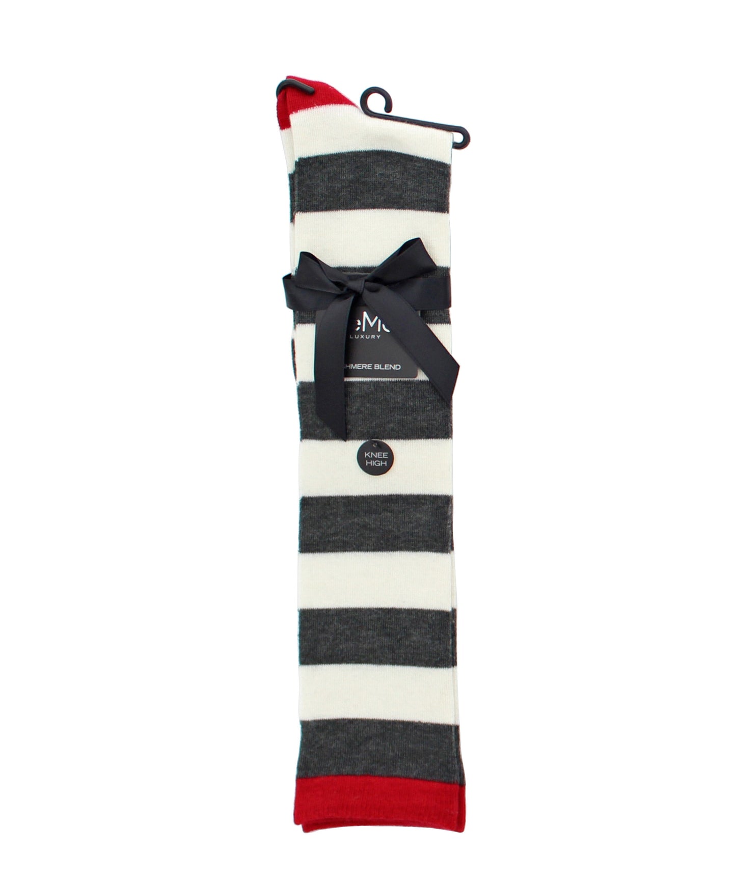 Women's Soft Shaded Stripes Cashmere Blend Knee High Socks : Color: Dark Gray Heather