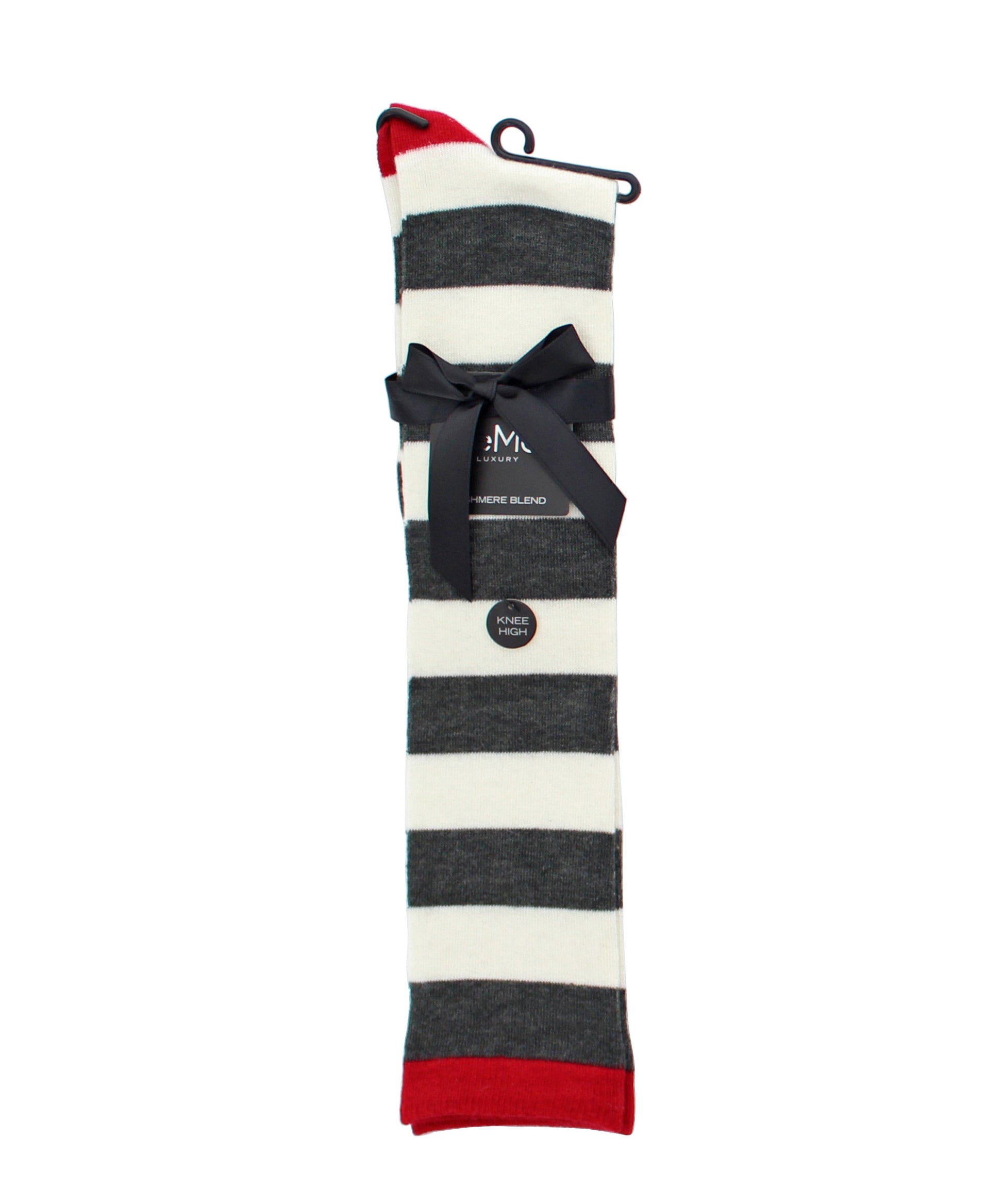 Women's Soft Shaded Stripes Cashmere Blend Knee High Socks : Color: Dark Gray Heather
