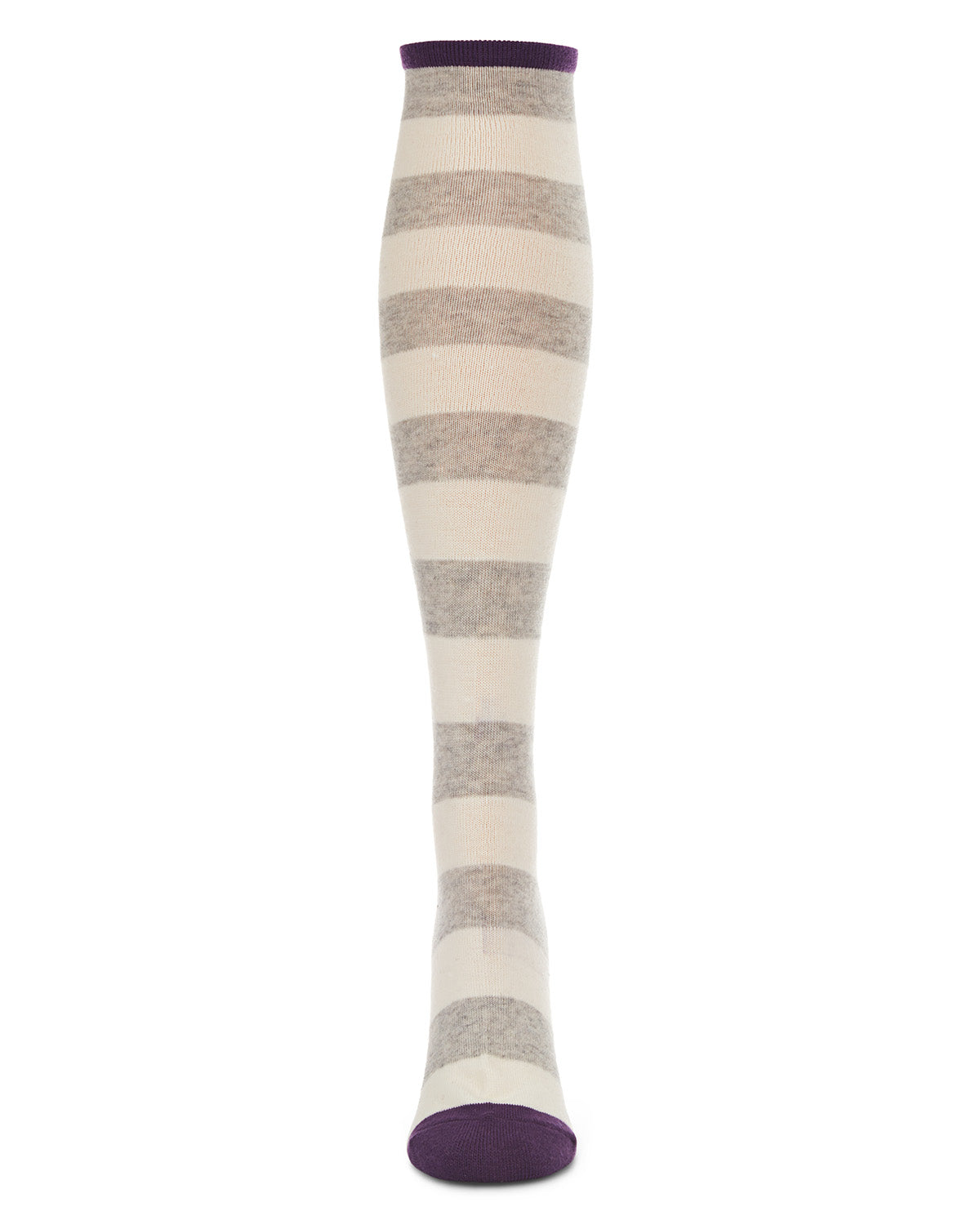Women's Soft Shaded Stripes Cashmere Blend Knee High Socks : Color: Light Gray Heather Purple