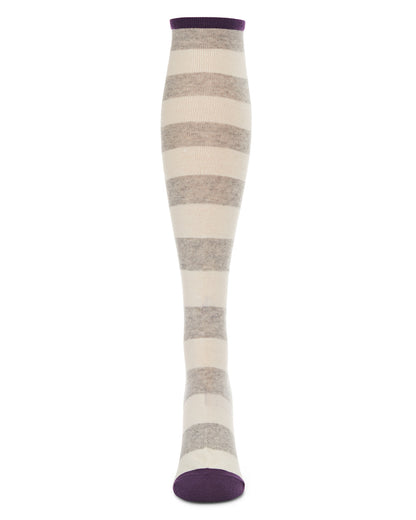 Women's Soft Shaded Stripes Cashmere Blend Knee High Socks : Color: Light Gray Heather Purple