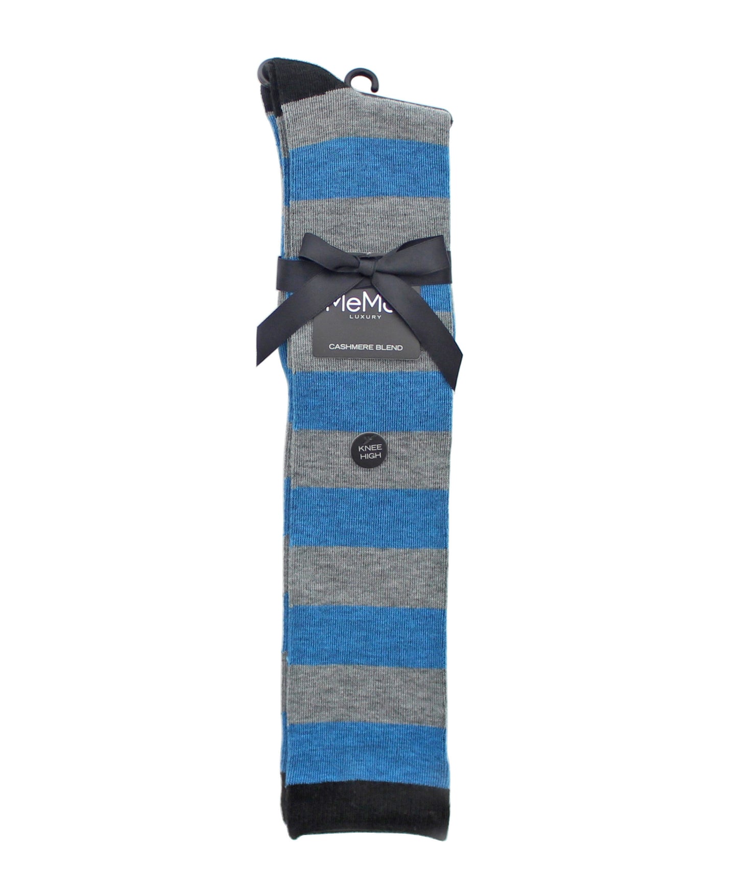 Women's Soft Shaded Stripes Cashmere Blend Knee High Socks : Color: Majestic Blue Heather