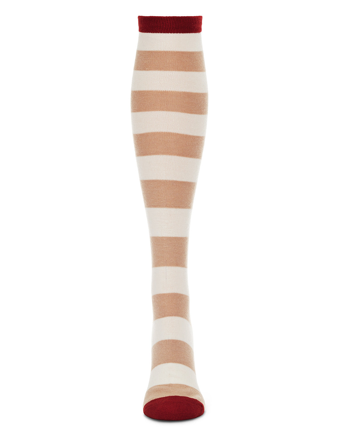 Women's Soft Shaded Stripes Cashmere Blend Knee High Socks : Color: Starfish/Cabernet