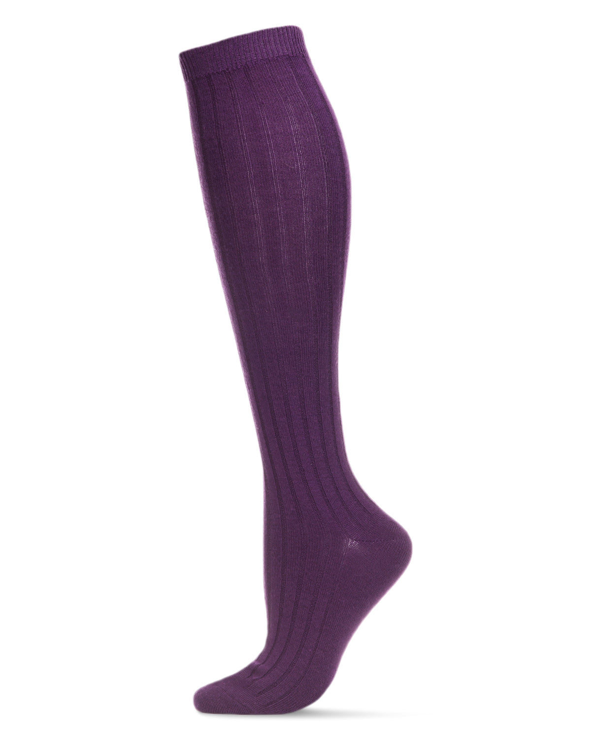Women's Soft Rib Cashmere Blend Knee High Socks : Color: Blackberry Cordial