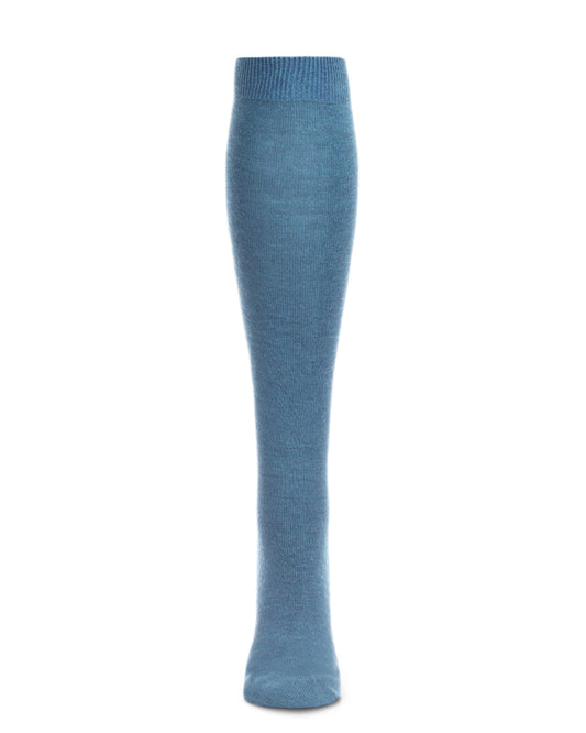 Women's Soft Flat Knit Cashmere Blend Knee High Socks : Color: Majestic Blue Heather
