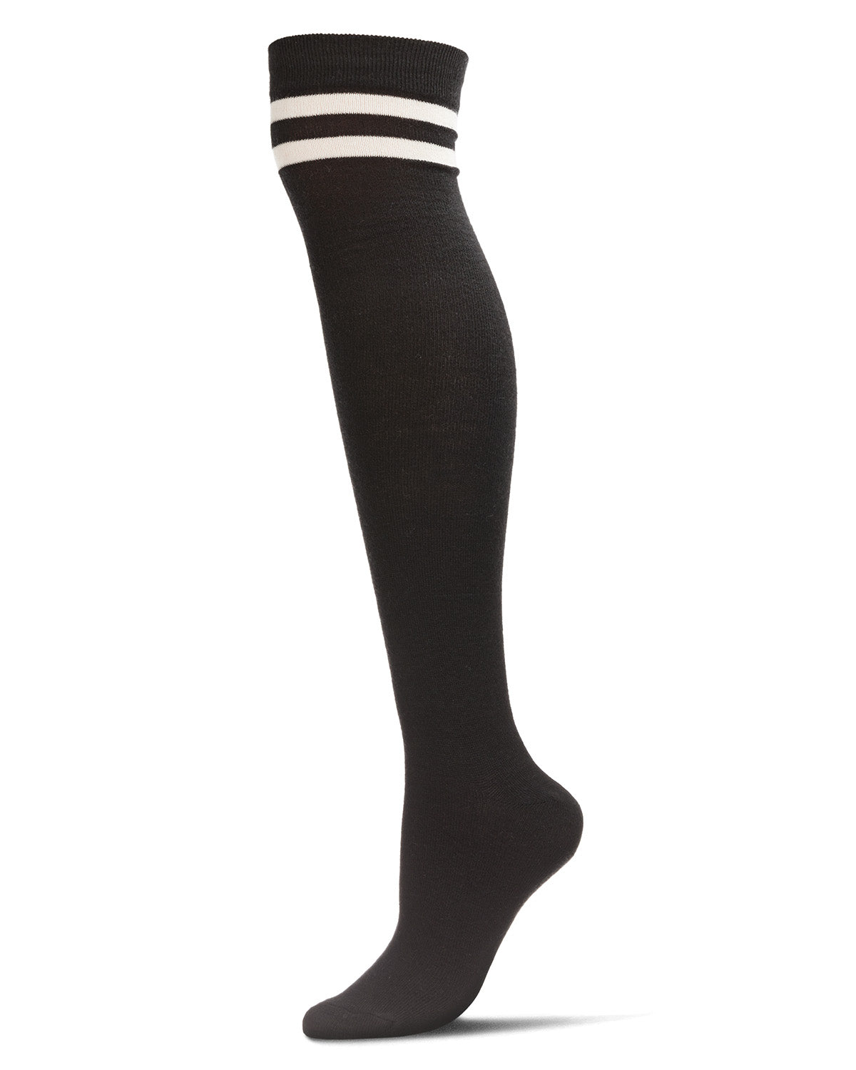 Top Stripe Cashmere Blend Over The Knee Warm Socks : Color: Black