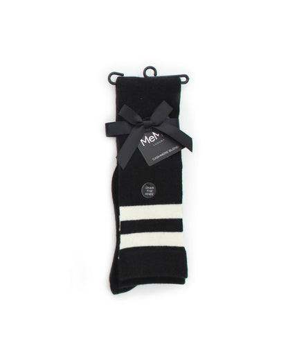 Top Stripe Cashmere Blend Over The Knee Warm Socks : Color: Black