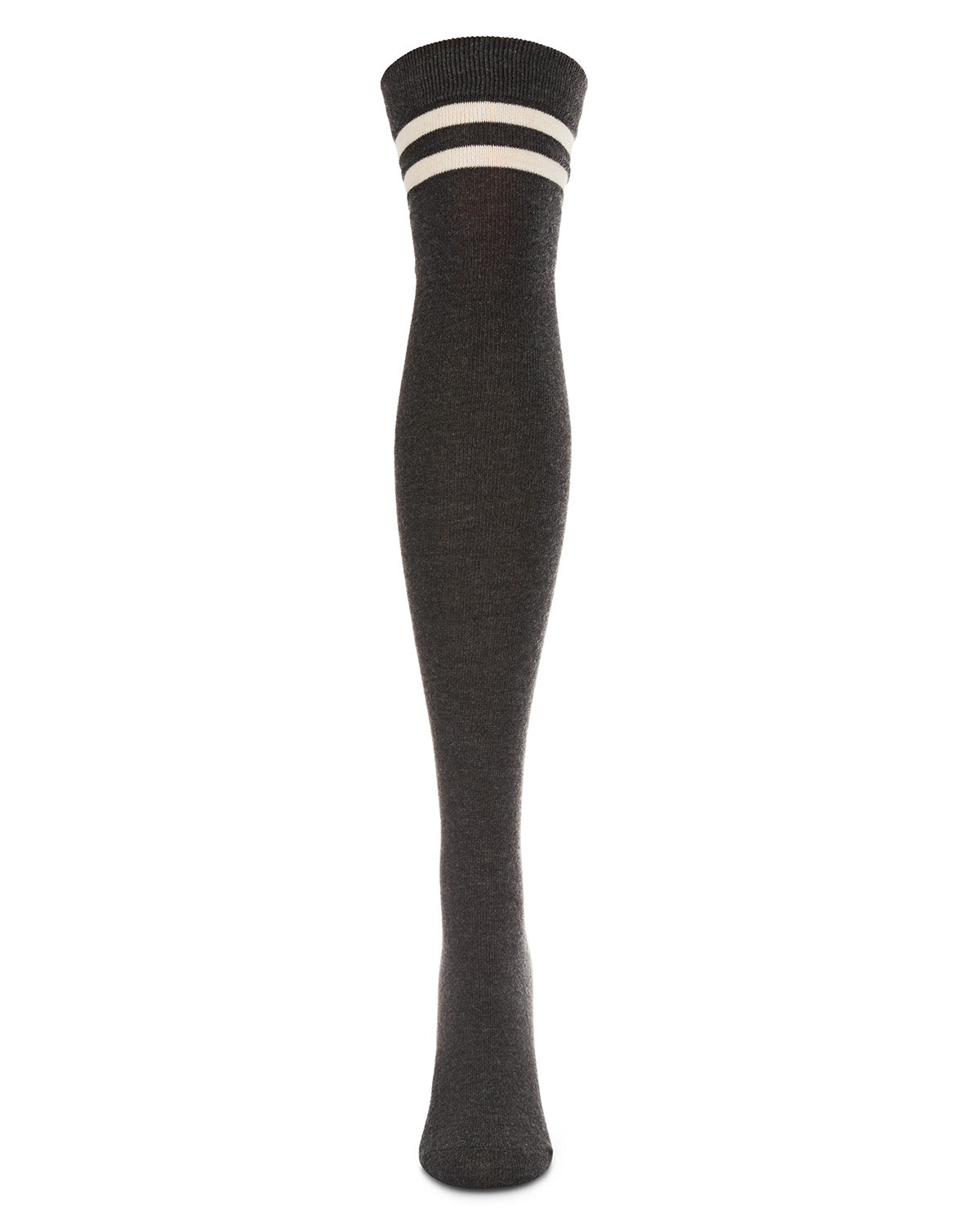 Top Stripe Cashmere Blend Over The Knee Warm Socks : Color: Dark Gray Heather