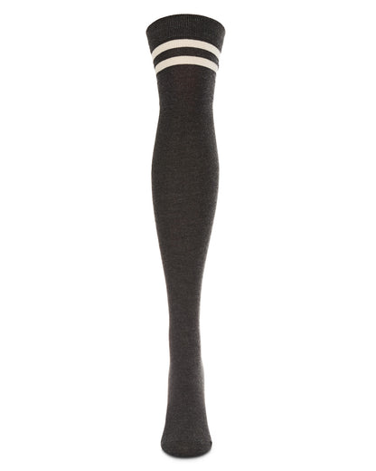 Top Stripe Cashmere Blend Over The Knee Warm Socks : Color: Dark Gray Heather