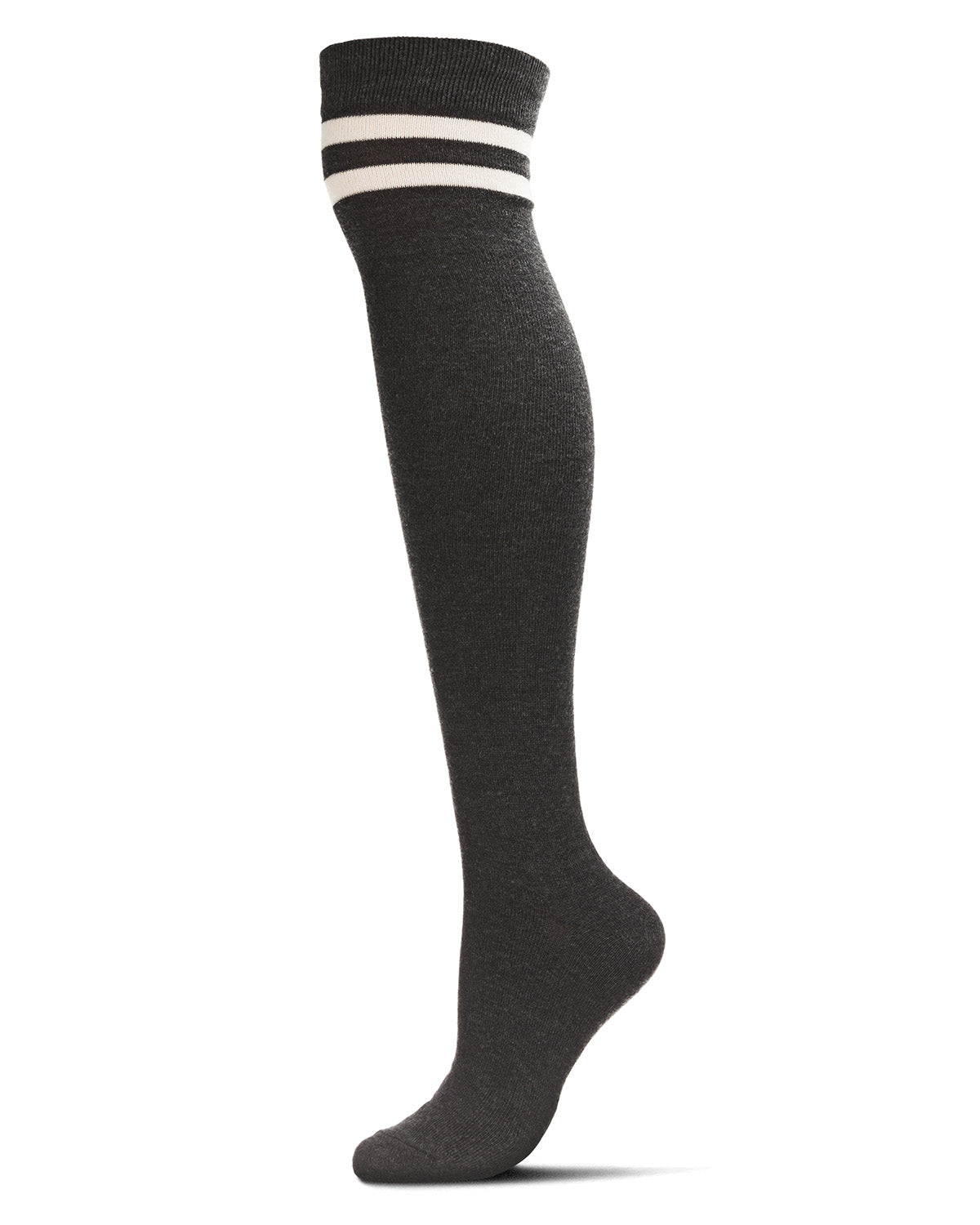 Top Stripe Cashmere Blend Over The Knee Warm Socks : Color: Dark Gray Heather