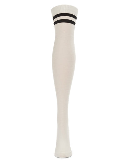 Top Stripe Cashmere Blend Over The Knee Warm Socks : Color: Winter White