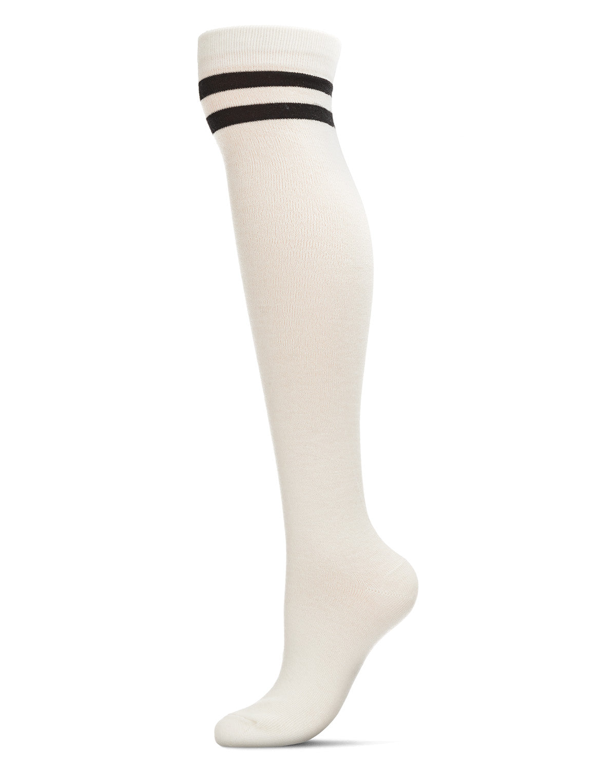 Top Stripe Cashmere Blend Over The Knee Warm Socks : Color: Winter White