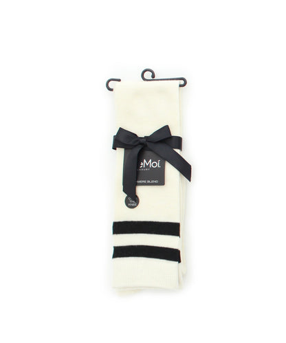 Top Stripe Cashmere Blend Over The Knee Warm Socks : Color: Winter White