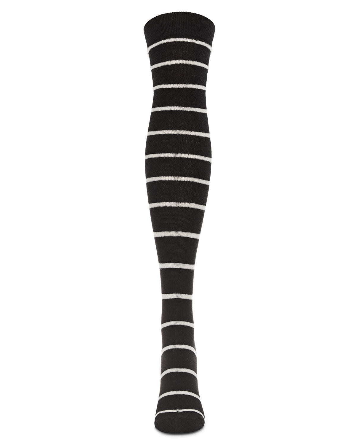 Simple Stripe Cashmere Blend Over The Knee Warm Socks : Color: Black