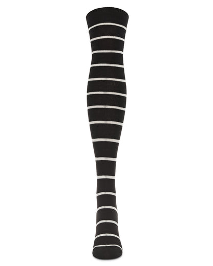 Simple Stripe Cashmere Blend Over The Knee Warm Socks : Color: Black