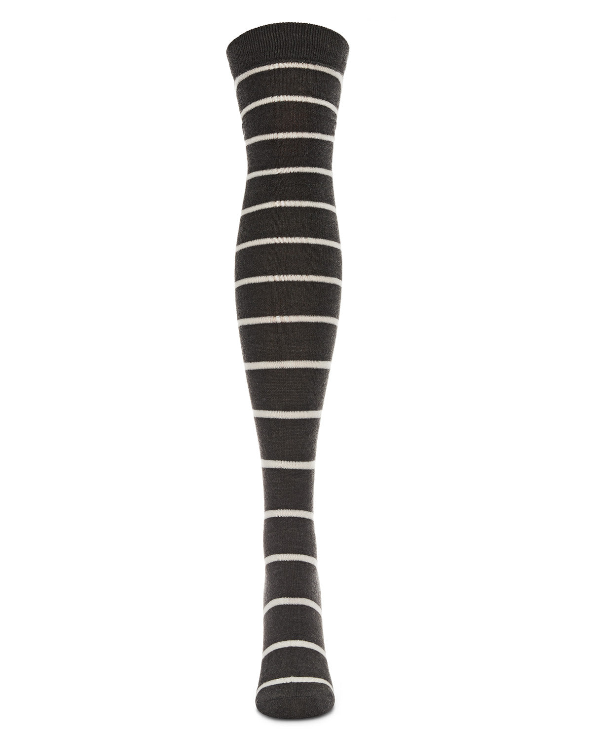Simple Stripe Cashmere Blend Over The Knee Warm Socks : Color: Black