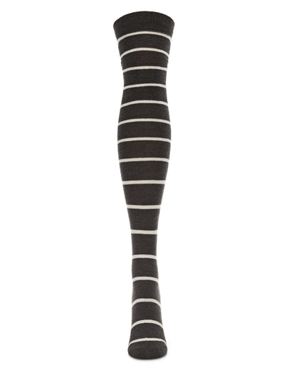 Simple Stripe Cashmere Blend Over The Knee Warm Socks : Color: Black