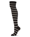 Simple Stripe Cashmere Blend Over The Knee Warm Socks : Color: Black