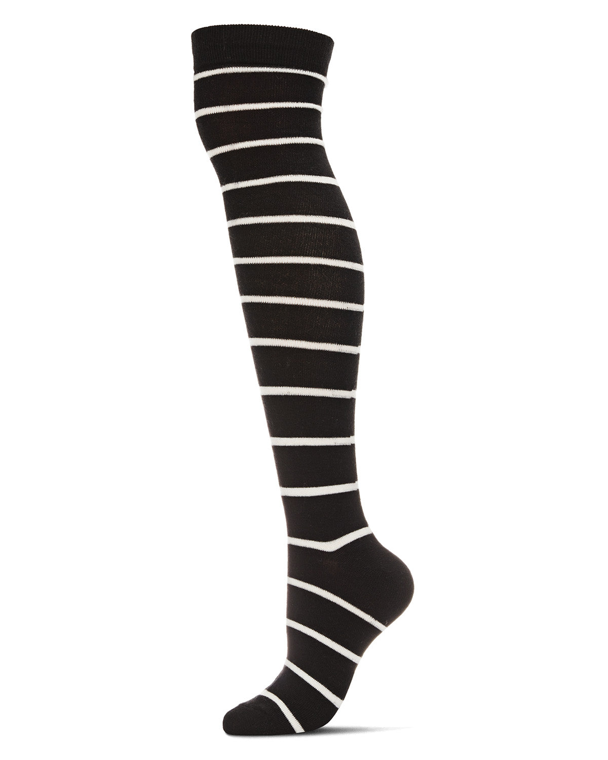 Simple Stripe Cashmere Blend Over The Knee Warm Socks : Color: Black