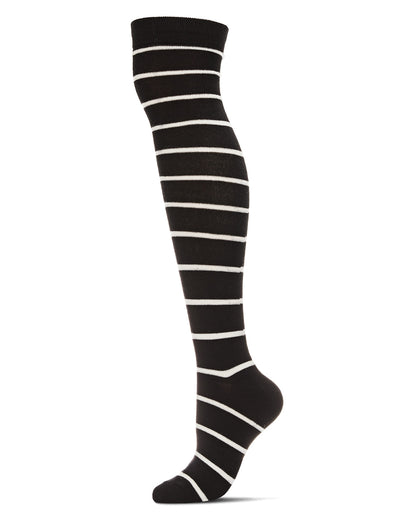 Simple Stripe Cashmere Blend Over The Knee Warm Socks : Color: Black