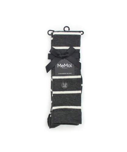 Simple Stripe Cashmere Blend Over The Knee Warm Socks : Color: Black