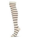 Simple Stripe Cashmere Blend Over The Knee Warm Socks : Color: Winter White