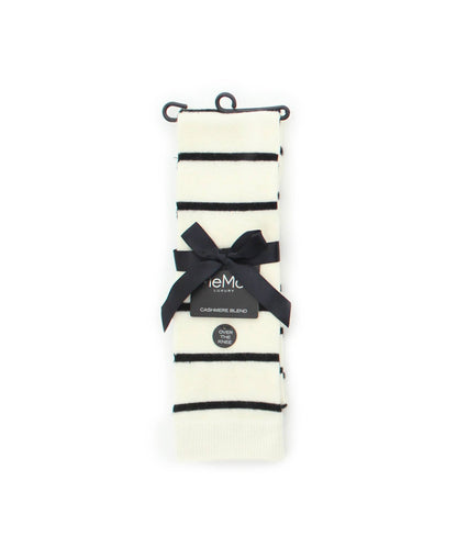Simple Stripe Cashmere Blend Over The Knee Warm Socks : Color: Black
