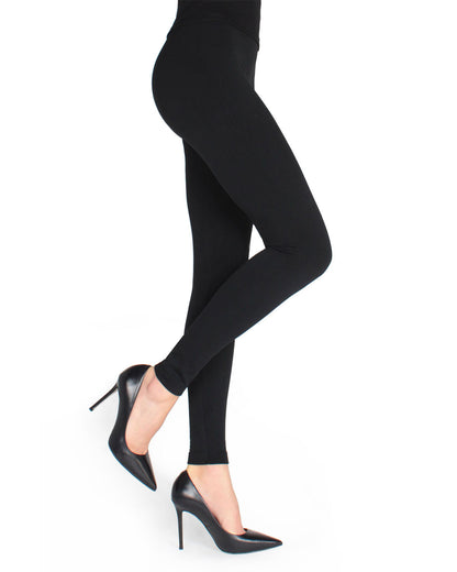 Women's Mullida Black Fleece Lined Seamless Winter Leggings : Color: Black