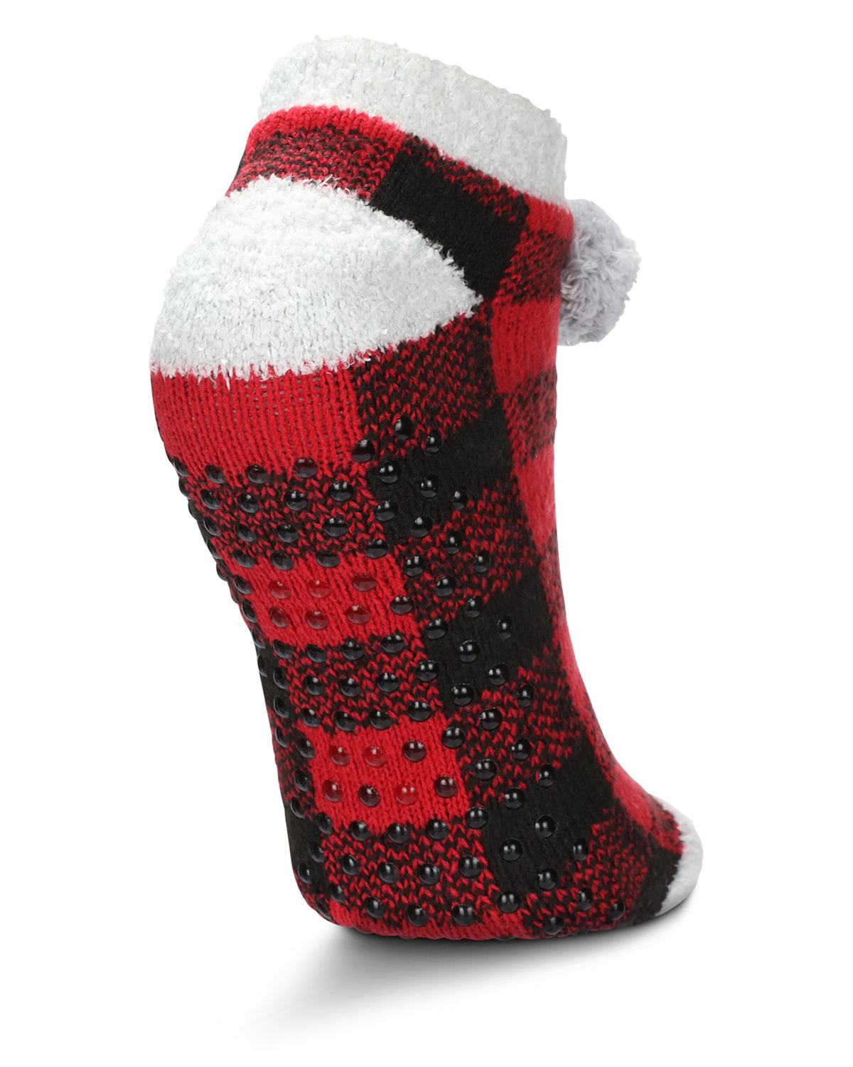 Women's Buffalo Plaid Buttersoft Plush Lined Low Cut Socks : Color: Red