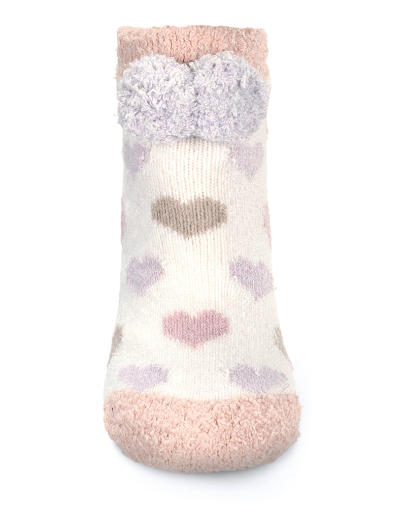 Women's Color Hearts Buttersoft Plush Lined Low Cut Socks