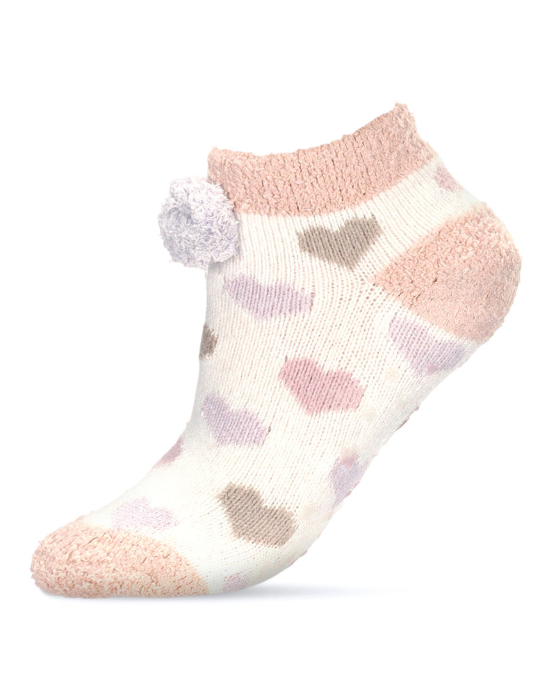 Women's Color Hearts Buttersoft Plush Lined Low Cut Socks