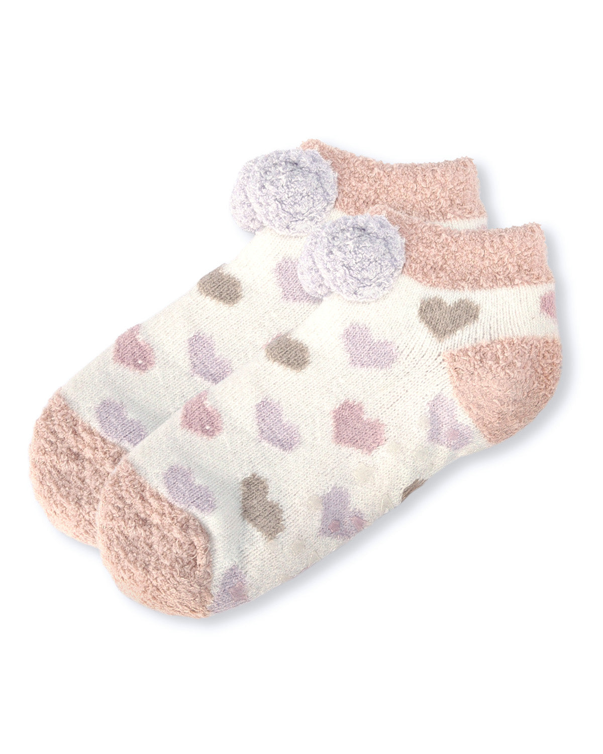 Women's Color Hearts Buttersoft Plush Lined Low Cut Socks : Color: Blush