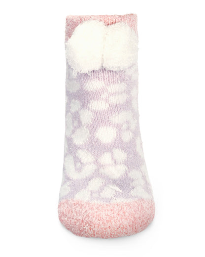 Women's Leopard Buttersoft Plush Lined Low Cut Socks : Color: Lilac