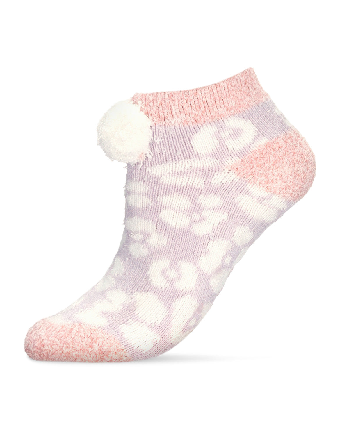 Women's Leopard Buttersoft Plush Lined Low Cut Socks : Color: Lilac
