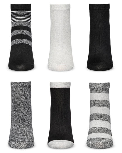 Women's 6 Pair Pack ButterSoft Stripe Low-Cut Socks : Color: Black