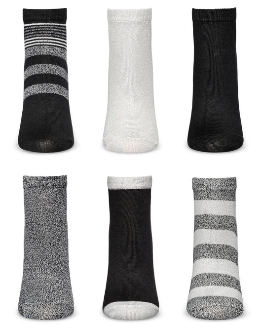 Women's 6 Pair Pack ButterSoft Stripe Low-Cut Socks : Color: Black
